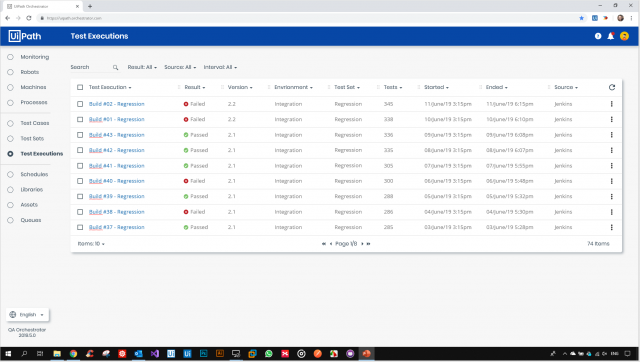 Orchestrator with new Test features for starting, grouping and scheduling tests. From UiPath Testing Platform - Vision & Mission Webinar